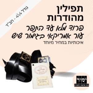 תפילין חב"ד גדולות 4 על 4 מהודרות בהמה גסה | פרוד מלא עד התפר - עור אמריקאי בגימור שיש עם פרשיות תפילין מהודרות ורצועות עבודות יד עבות 15 מ"מ