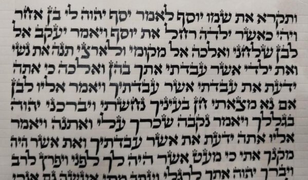 ספר תורה מהודר - גודל 56' - נוסח ספרדי - חילוק שם השם לפי הקבלה