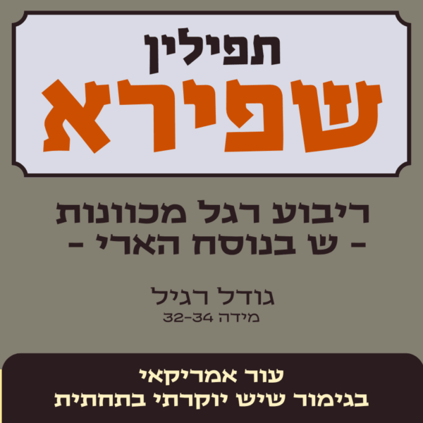 תפילין שפירא - ריבוע רגל מכוונות - עור אמריקאי בגימור שיש