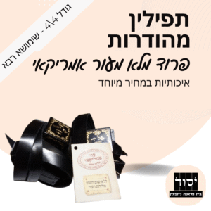 תפילין שימושא רבא מהודרות בהמה גסה |  פרוד מלא מעור אמריקאי בגימור שיש עם פרשיות תפילין מהודרות ורצועות עבודות יד עבות 15 מ"מ