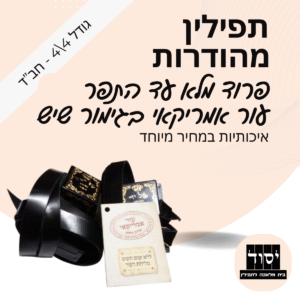 תפילין חב"ד גדולות 4 על 4 מהודרות בהמה גסה | פרוד מלא עד התפר - עור אמריקאי בגימור שיש עם פרשיות תפילין מהודרות ורצועות עבודות יד עבות 15 מ"מ